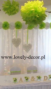 dekoracje sal weselnych-pompony kule dekoracja                                           